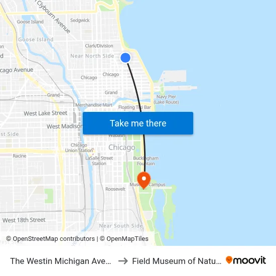 The Westin Michigan Avenue Chicago to Field Museum of Natural History map