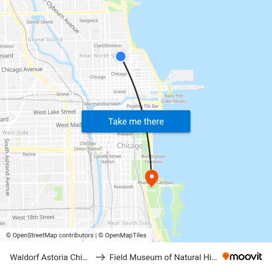 Waldorf Astoria Chicago to Field Museum of Natural History map