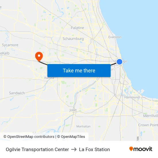 Ogilvie Transportation Center to La Fox Station map