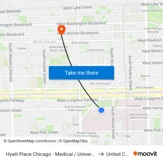 Hyatt Place Chicago - Medical / University District to United Center map