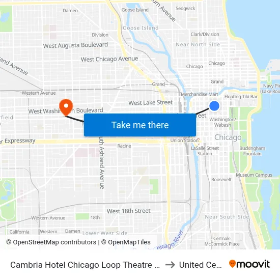 Cambria Hotel Chicago Loop Theatre District to United Center map