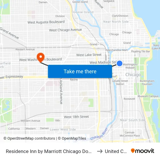 Residence Inn by Marriott Chicago Downtown Loop to United Center map