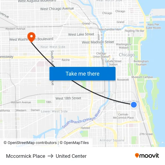Mccormick Place to United Center map