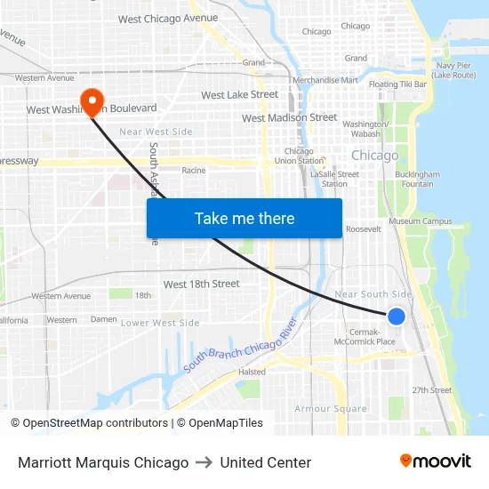 Marriott Marquis Chicago to United Center map