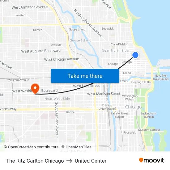 The Ritz-Carlton Chicago to United Center map