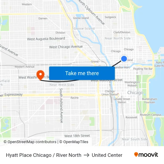 Hyatt Place Chicago / River North to United Center map