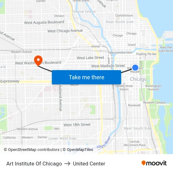 Art Institute Of Chicago to United Center map