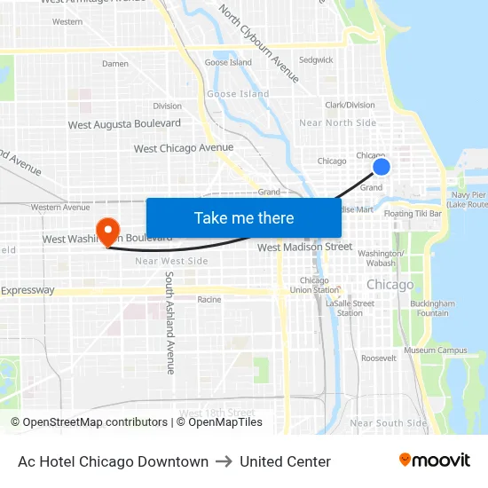 Ac Hotel Chicago Downtown to United Center map