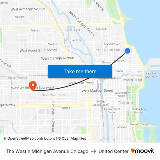The Westin Michigan Avenue Chicago to United Center map