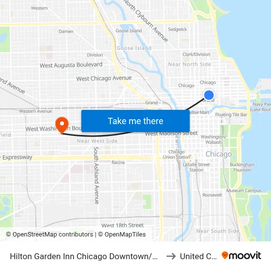 Hilton Garden Inn Chicago Downtown/Magnificent Mile to United Center map