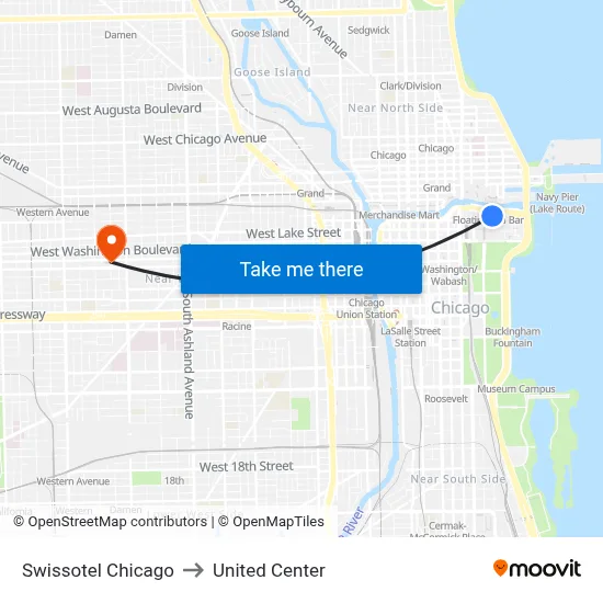 Swissotel Chicago to United Center map