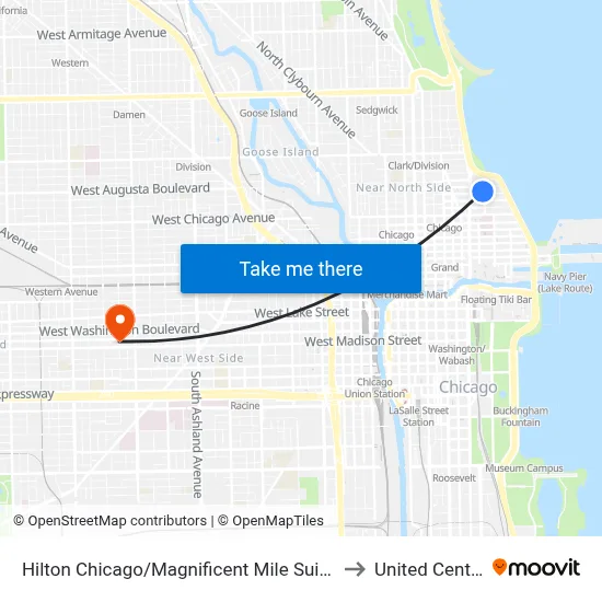 Hilton Chicago/Magnificent Mile Suites to United Center map