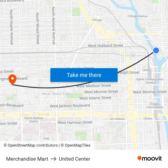 Merchandise Mart to United Center map