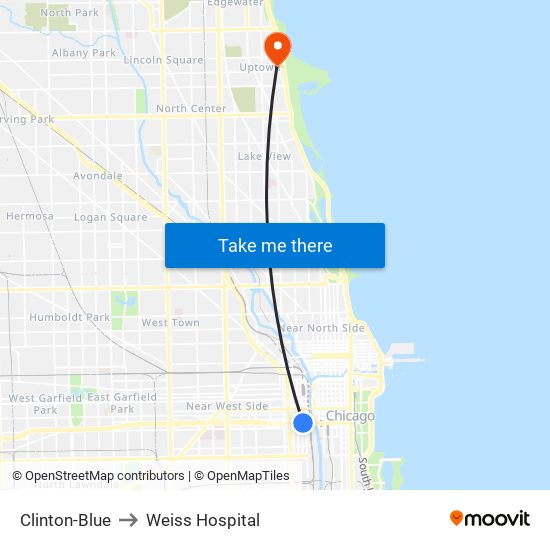 Clinton-Blue to Weiss Hospital map