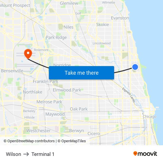Wilson to Terminal 1 map