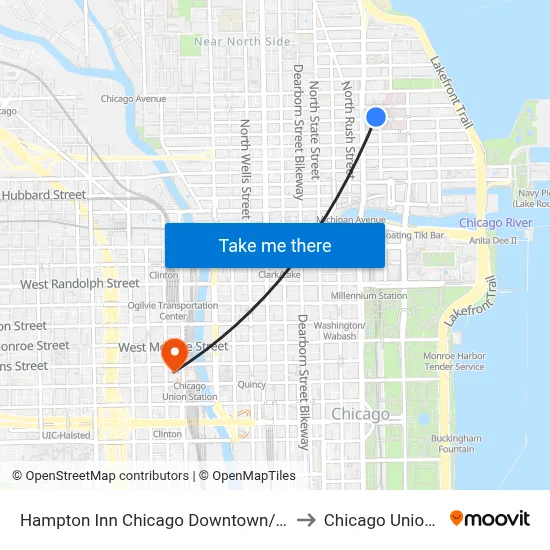 Hampton Inn Chicago Downtown/Magnificent Mile to Chicago Union Station map