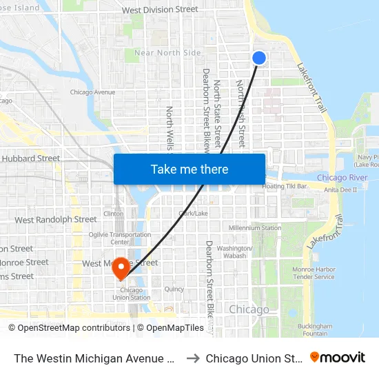 The Westin Michigan Avenue Chicago to Chicago Union Station map