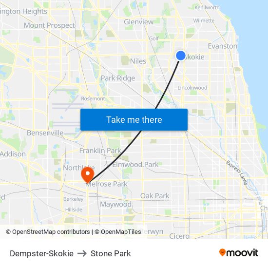 Dempster-Skokie to Stone Park map