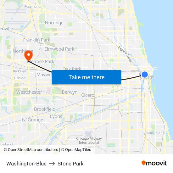 Washington-Blue to Stone Park map