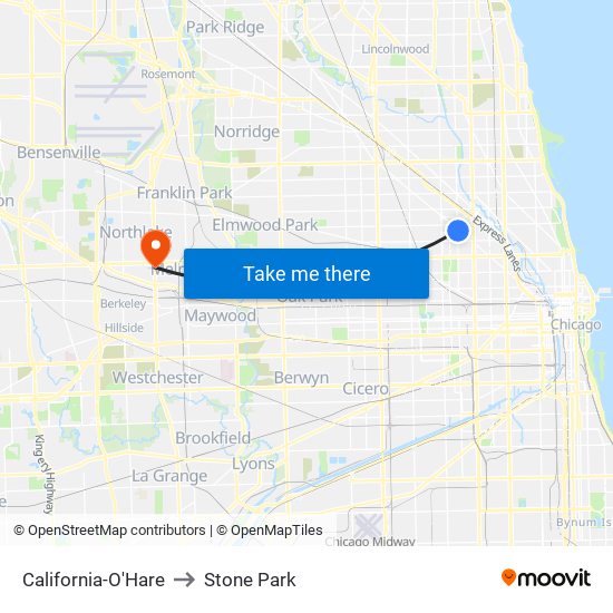 California-O'Hare to Stone Park map