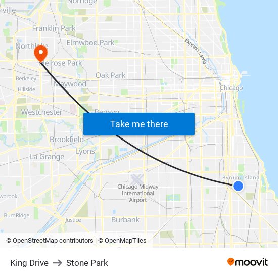 King Drive to Stone Park map