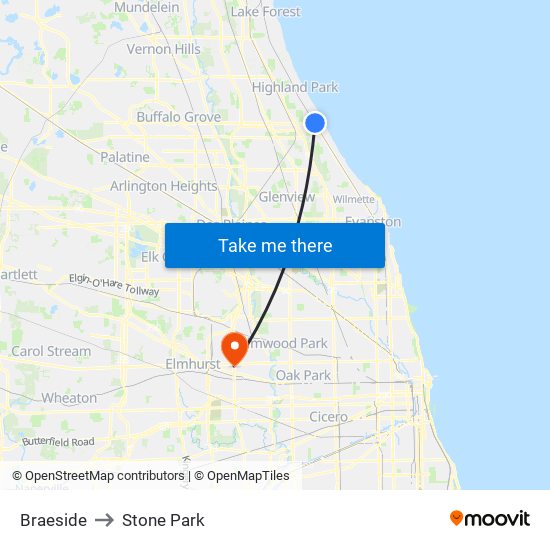 Braeside to Stone Park map