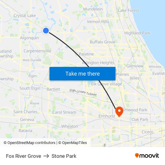 Fox River Grove to Stone Park map