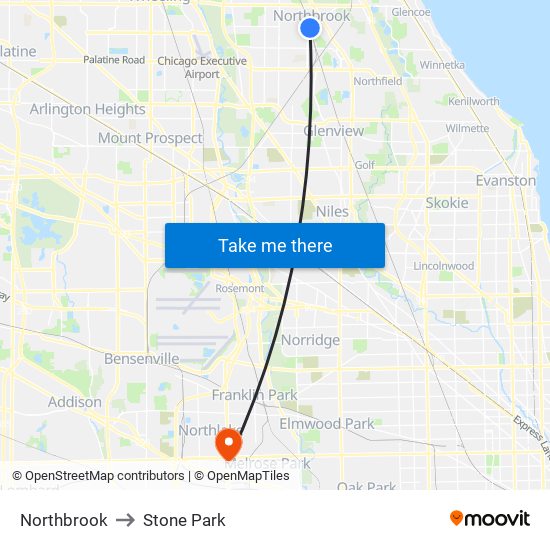 Northbrook to Stone Park map