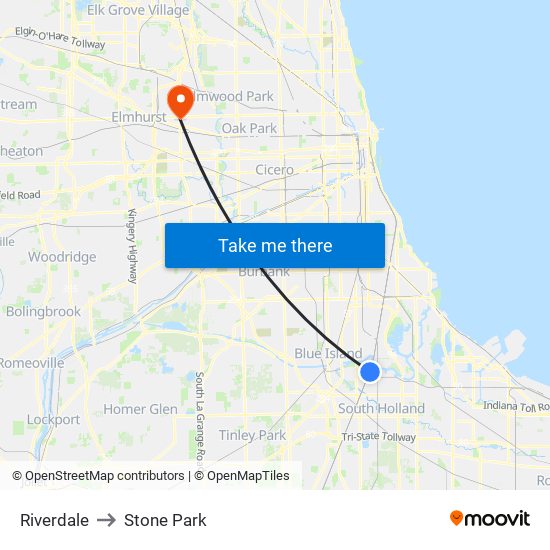 Riverdale to Stone Park map