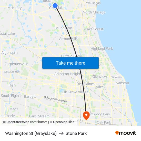 Washington St (Grayslake) to Stone Park map