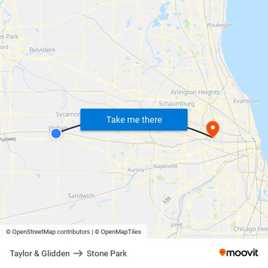 Taylor & Glidden to Stone Park map