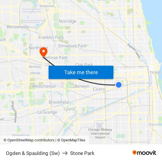 Ogden & Spaulding (Sw) to Stone Park map