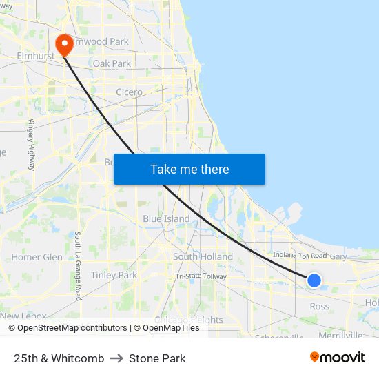 25th & Whitcomb to Stone Park map