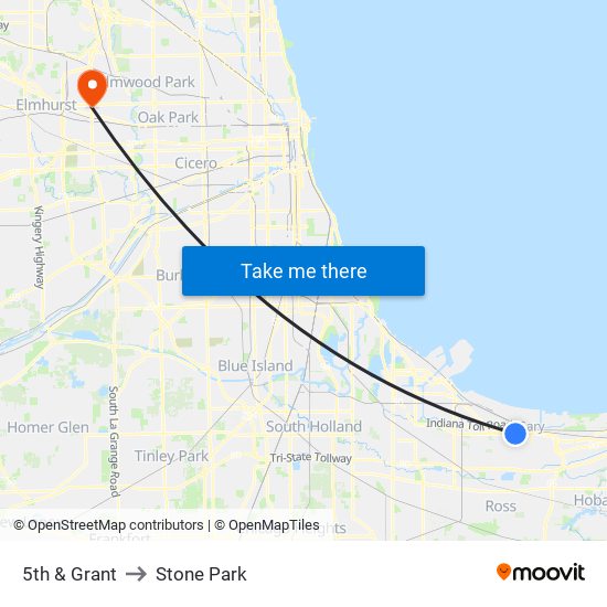 5th & Grant to Stone Park map