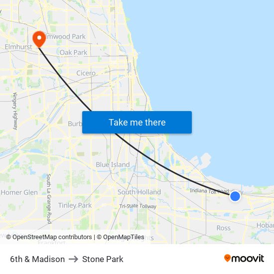 6th & Madison to Stone Park map