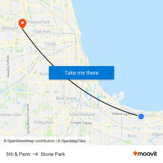 5th & Penn to Stone Park map