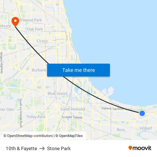 10th & Fayette to Stone Park map