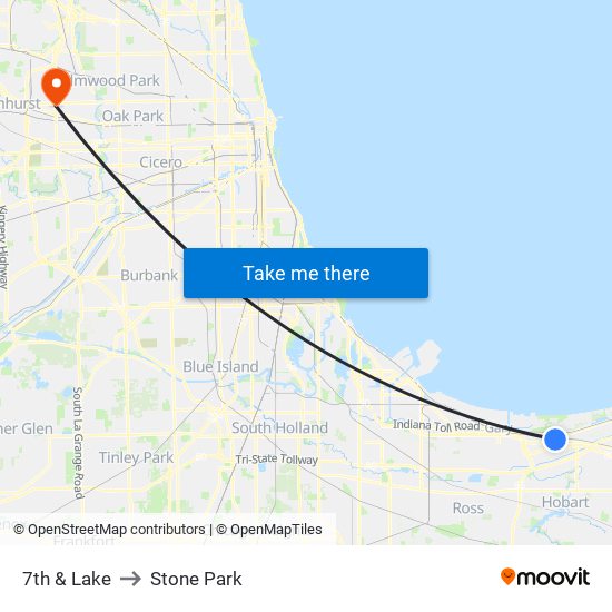 7th & Lake to Stone Park map