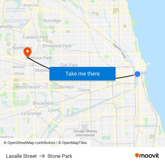 Lasalle Street to Stone Park map