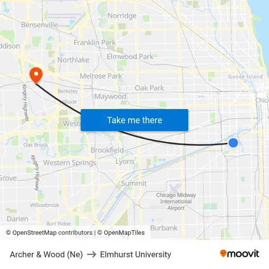 Archer & Wood (Ne) to Elmhurst University map
