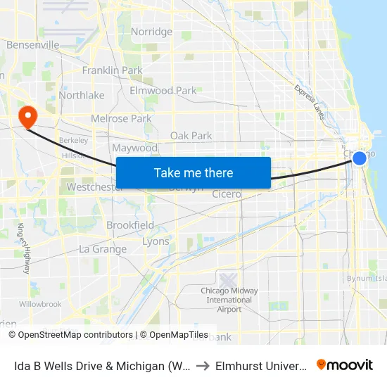 Ida B Wells Drive & Michigan (West) to Elmhurst University map