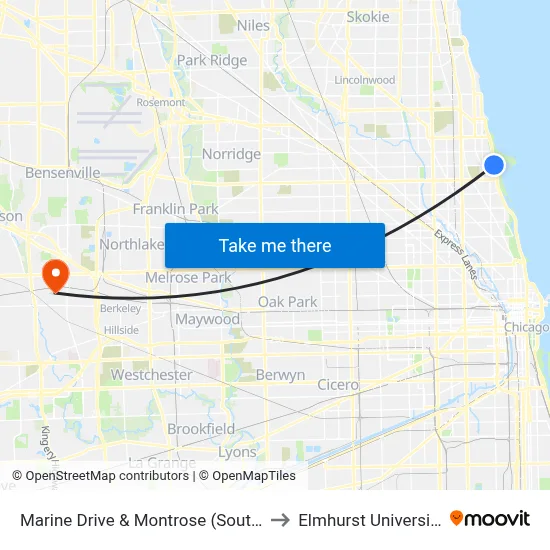 Marine Drive & Montrose (South) to Elmhurst University map