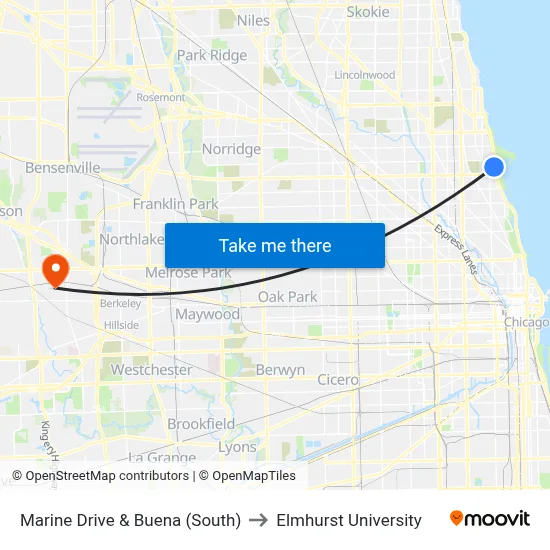 Marine Drive & Buena (South) to Elmhurst University map