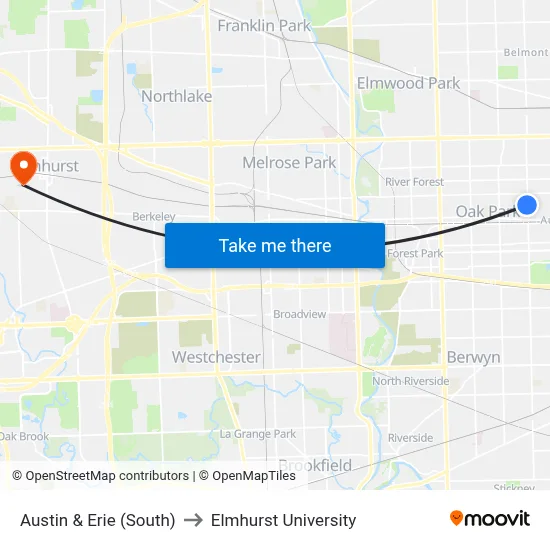 Austin & Erie (South) to Elmhurst University map
