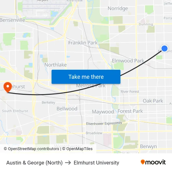 Austin & George (North) to Elmhurst University map