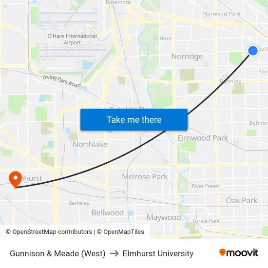 Gunnison & Meade (West) to Elmhurst University map