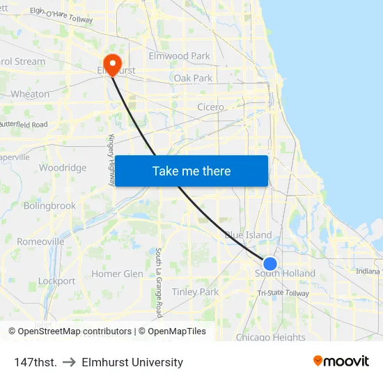 147thst. to Elmhurst University map