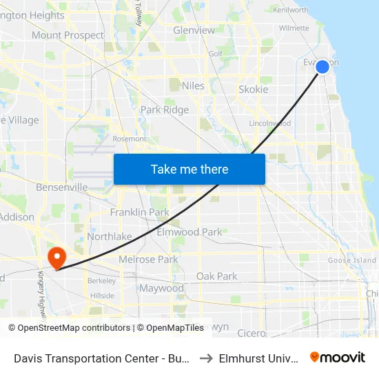 Davis Transportation Center - Bus Stop C to Elmhurst University map