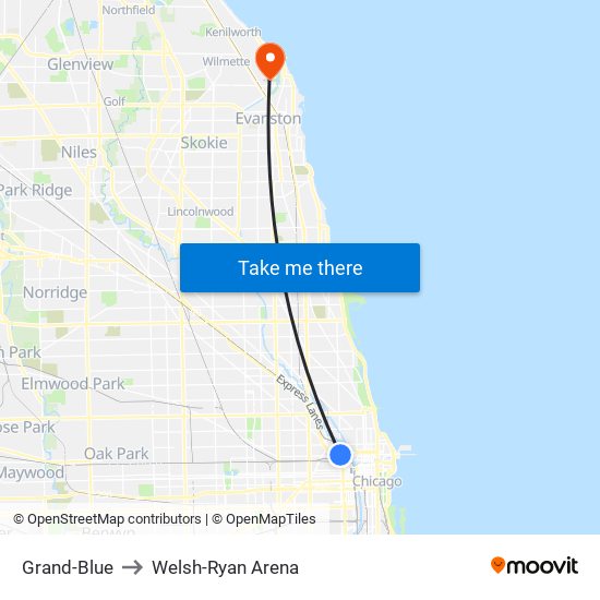 Grand-Blue to Welsh-Ryan Arena map