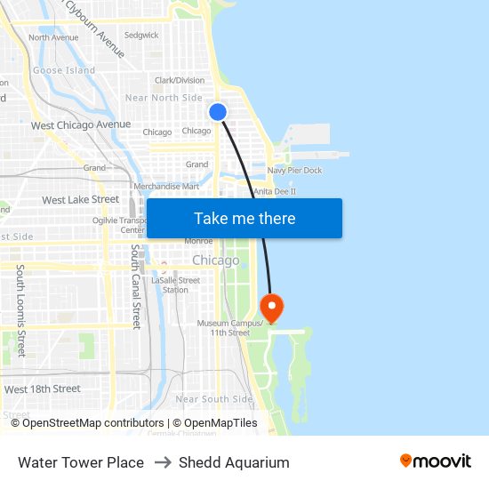 Water Tower Place to Shedd Aquarium map